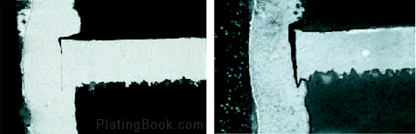 内层铜与孔铜之间产生分离或存在夹杂物的线路板切片图