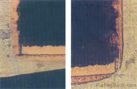 漂锡试验拐角裂缝切片图 漂锡试验拐角裂缝切片图