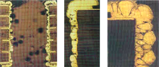 电镀制程造成的铜瘤切片图