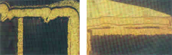 孔壁粗糙、铜面钝化切片 孔壁粗糙、铜面钝化切片